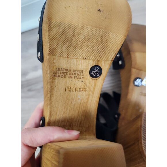 Charles David Women's Sz. 42/10.5 Black Leather Platform Open Toe Sandals - Picture 8 of 8